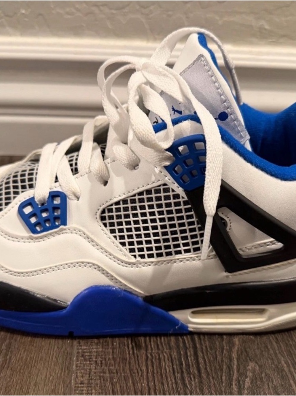 Air Jordan 4 Retro Motorsports White Blue Black 308497-117 Mens Size 8 - Picture 8 of 16